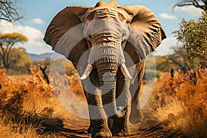 African Elephant Majesty Wildlife Safari in the Savannah, Capturing the Essence of Nature\'s Giants,Generative Ai
