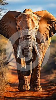 African Elephant Majesty Wildlife Safari in the Savannah, Capturing the Essence of Nature\'s Giants,Generative Ai