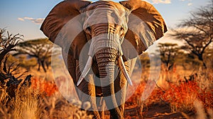 African Elephant Majesty Wildlife Safari in the Savannah, Capturing the Essence of Nature\'s Giants,Generative Ai