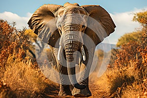 African Elephant Majesty Wildlife Safari in the Savannah, Capturing the Essence of Nature\'s Giants,Generative Ai