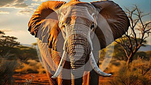 African Elephant Majesty Wildlife Safari in the Savannah, Capturing the Essence of Nature\'s Giants,Generative Ai