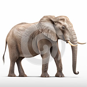 African Elephant Safari Animal on White Background