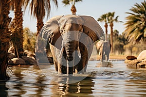 African elephant at water hole