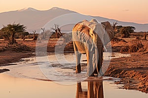 African elephant at water hole