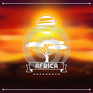 African ethnic background on evening savanna