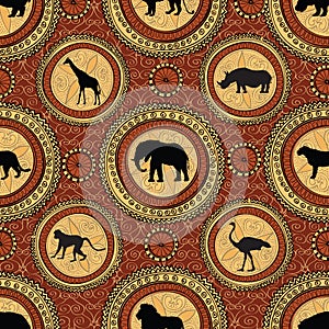 African ethnic seamless pattern. Abstract textured background wi