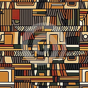 African fabric in earthtones Seamless Pattern background for textiles, fabrics, covers, wallpapers, print, gift wrapping photo