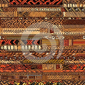 African fabric in earthtones Seamless Pattern background for textiles, fabrics, covers, wallpapers, print, gift wrapping photo