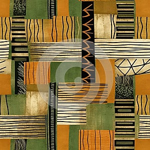 African fabric in earthtones Seamless Pattern background for textiles, fabrics, covers, wallpapers, print, gift wrapping photo