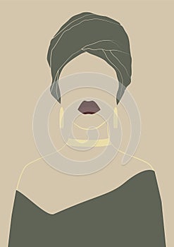 African faceless woman modern illustration poster. photo