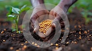 African Farmer Sowing Seeds in Fertile Soil