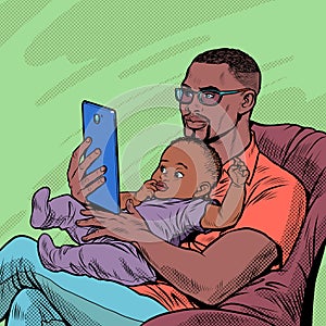 african Father and child, homework and fatherhood. Love and care