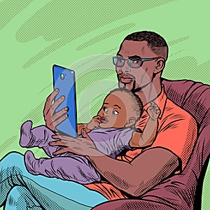 african Father and child, homework and fatherhood. Love and care photo