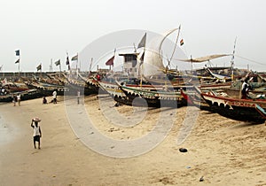 African fishermen and boats