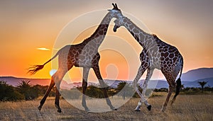 African Giraffe fighting