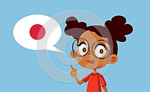 African Girl Speaking Japanese Vector Cartoon Illustration