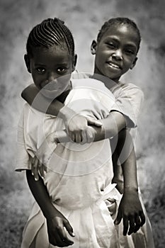 African girls children smile together