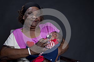 african grandmother and  newborn grandson