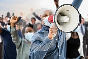 African Group Of People Wearing Face Mask Protest