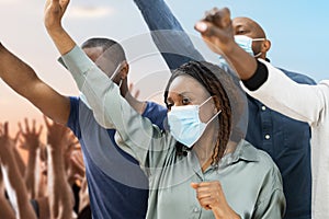 African Group Of People Wearing Face Mask Protest