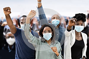 African Group Of People Wearing Face Mask Protest