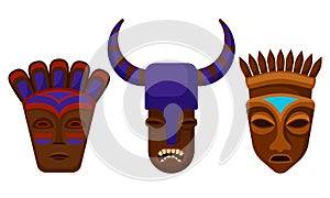 African Guise or Mask as Tribal Attribute Vector Set