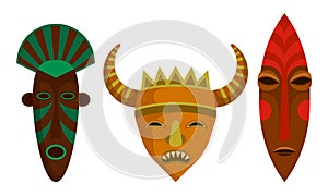 African Guise or Mask as Tribal Attribute Vector Set