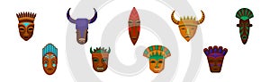 African Guise or Mask as Tribal Attribute Vector Set