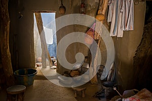 African hut interior photo