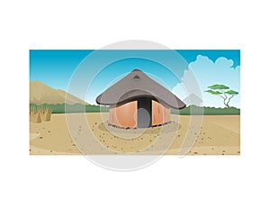 African hut village