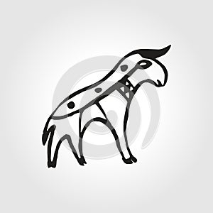 African Injun folk style symbol monochrome antelope