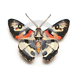 African jacobin moth displayed on a clean white background