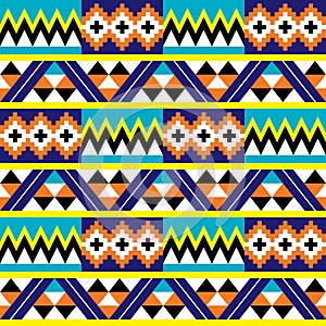 African Kente nwentoma cloth style geometric vector seamless pattern, tradional zigzag repetitive design with abstract shapes insp photo