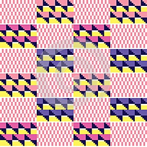 African Kente vector seamless textile pattern, tribal nwentoma cloth style design with geometric motif