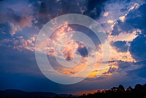 Dramatic African landscape and sunset