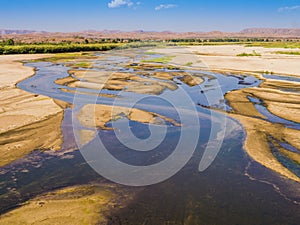 African landscape with Tsiribihina river during dry season, Madagascar