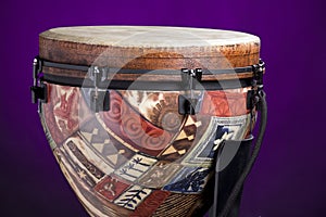 African Latin Djembe Drum On Purple