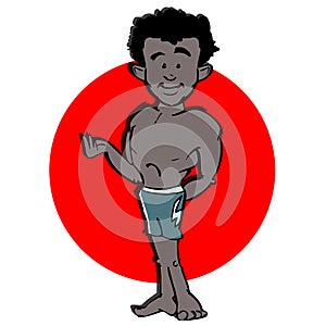 African, latino or indian swimmer man cartoon photo