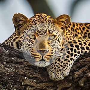 African leopard,face shot