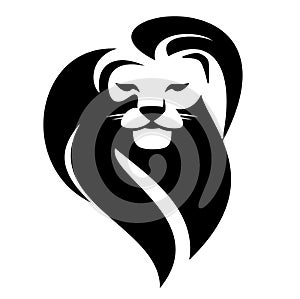 African lion black and white vector head portrait