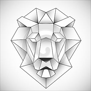 African lion head icon. Abstract triangular style. Contour for tattoo, logo, emblem and design element