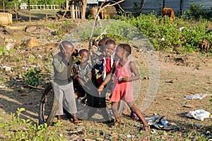 African little children on a playground