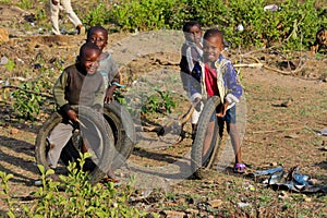 African little children on a playground