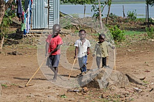 African little children on a playground