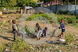 African little children on a playground