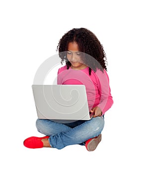 African little girl with a laptop