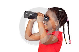 African little girl looking through binoculars photo