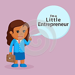 African little girl say i`m little enterpreneur