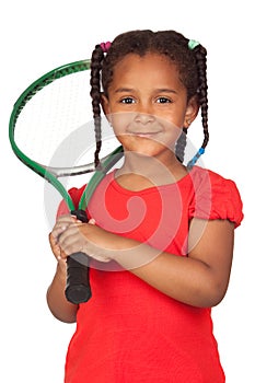 African little girl with a tennis racket