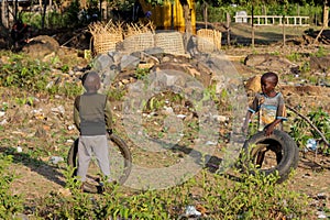 African little children on a playground